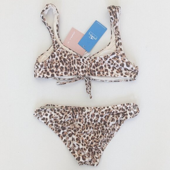 O'NEILL Girl's Leo Cinched Cap Sleeve Bralette Swim Set, Leopard, Big Kids 12 - Picture 2 of 3